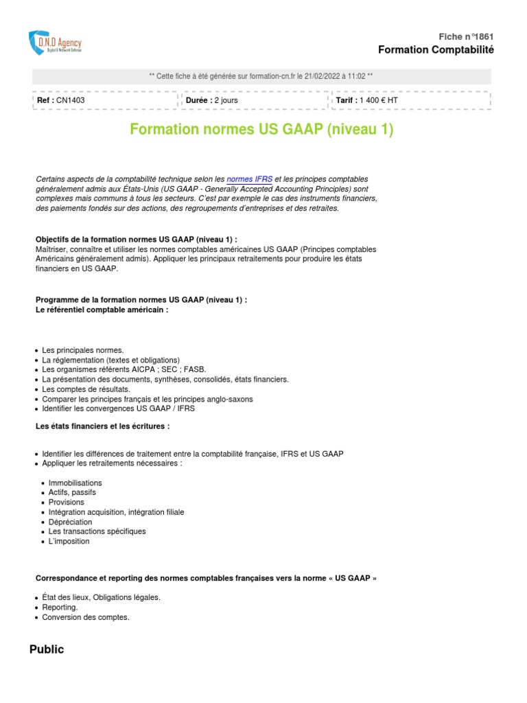 US GAAP pour Responsables Financiers | PDF | Reporting financier aux ...