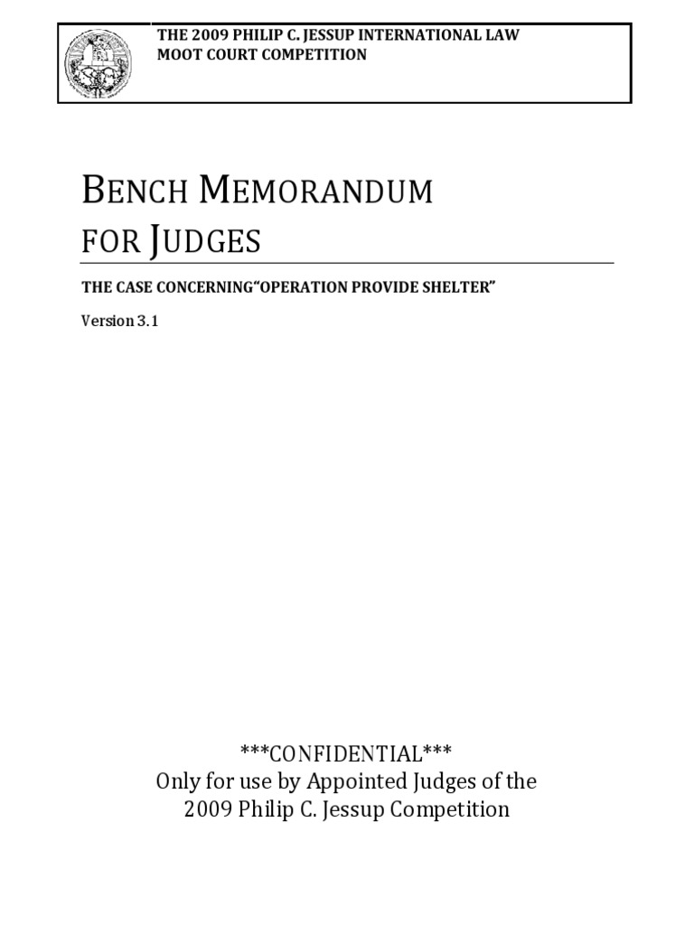 Bench Memo Jessup 2009 Shelter Download Free PDF Responsibility To