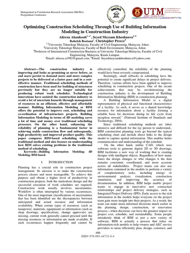 Optimizing Construction Scheduling Throu | PDF | Building Information ...