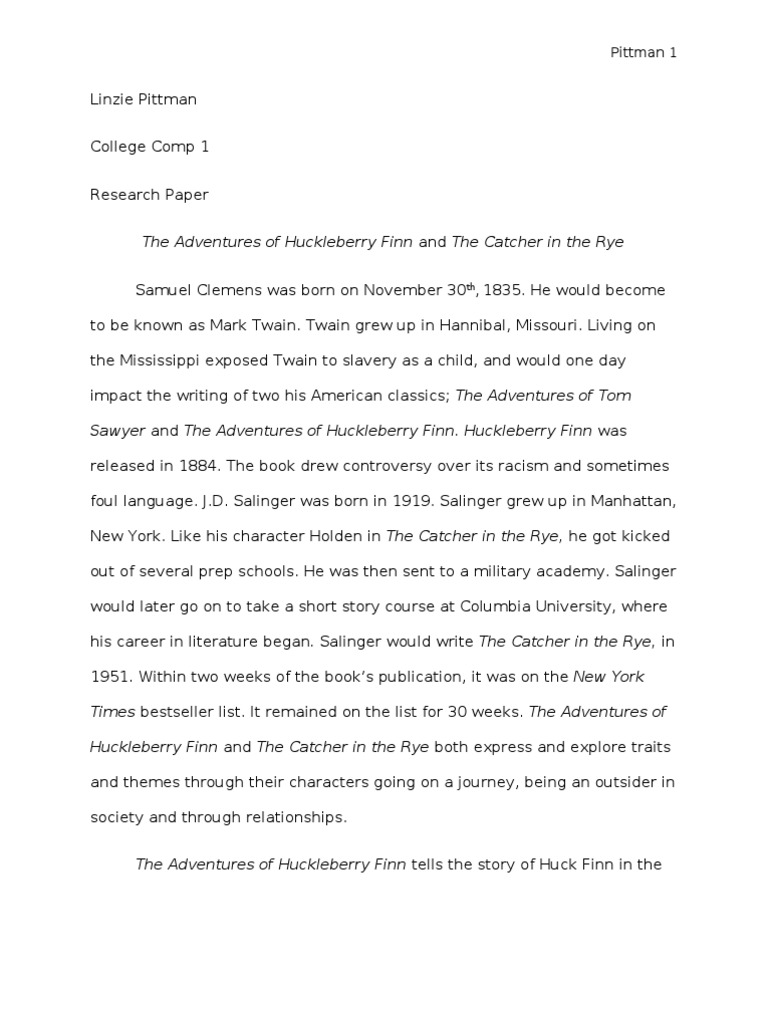 adventure finn free huckleberry paper research