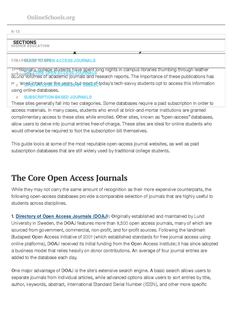 Guide To Open Access Journals PDF Academic Journal Open Access
