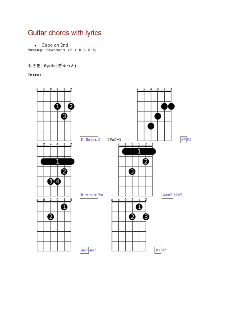 Guitar Chords With Lyrics Gyutto | PDF | Song Structure