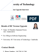 IIC University of Technology: Version Upgrade Interview