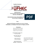 Aplicación Del Principio de Igualdad en Los Casos de Violencia Intrafamiliar en El Municipio de San Juan de La Maguana, Año 2019.