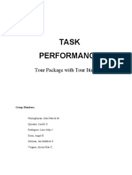 Task Performance: Tour Package With Tour Itinerary