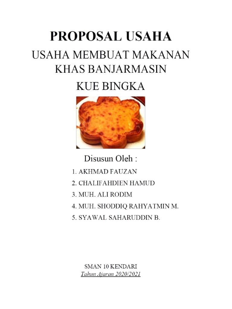 Proposal Usaha Kue Bingka Khas Banjarmasin Pdf