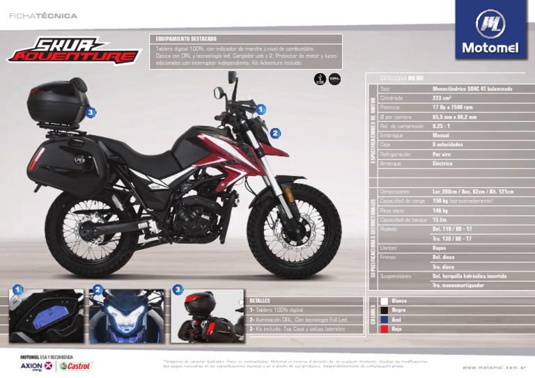 Ficha Tecnica Skua 250 Adventure Rayos | PDF | Vehículo de motor ...