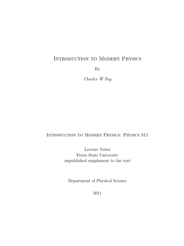 Introduction to Modern Physics Notes | PDF