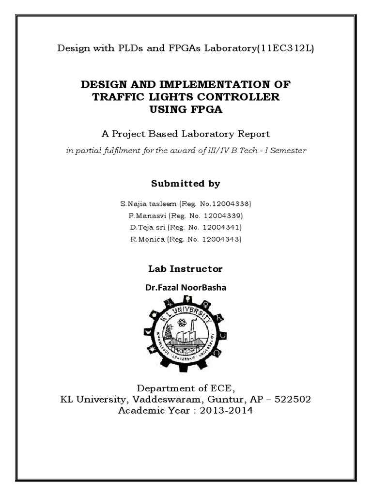 Design and Implementation of Traffic Lights Controller Using Fpga | PDF ...