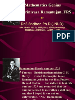 Mathematics Genius Srinivasa Ramanujan, FRS: Dr.S.Sridhar, Ph.D. (JNUD)