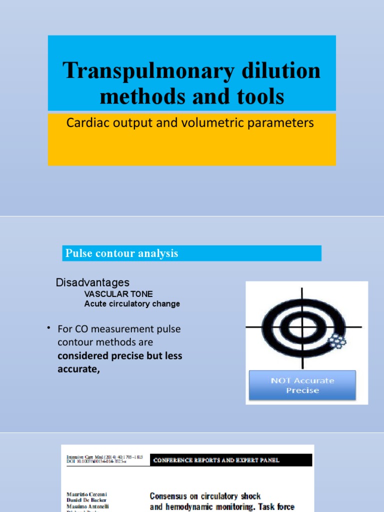 Transpulmonary Dilution Methods GHALEB PDF Ejection Fraction
