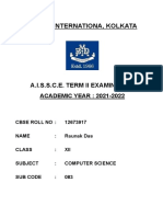 XIISCB-27 RAUNAK DAS - Computer Science Practical File XII - Certificate and Index Page