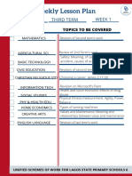 Weekly Lesson Plan: Pry 6 (11years) Third Term Week 1