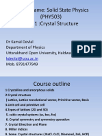 Crystal Structure and Lattice Types (PHY503