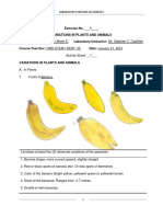 Laboratory Exercises in Genetics: List Down at Least Five (5) Observed Variations of The Specimen