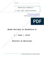 Proposta de Resolução Do Exame Nacional de Matemática A - 1. Fase de 2019