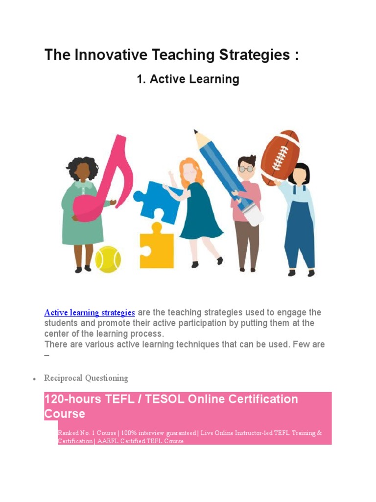 Innovative Teaching Strategies Overview | PDF | Teachers | Learning