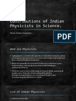 Contributions of Indian Physicists in Science