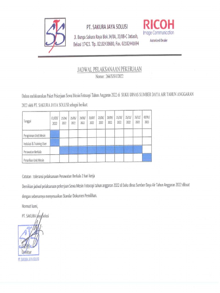 Jadwal Penyerahan Atau Pengiriman Barang Pdf