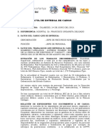 Acta de Entrega de Cargo de Jefe de Recursos Humanos