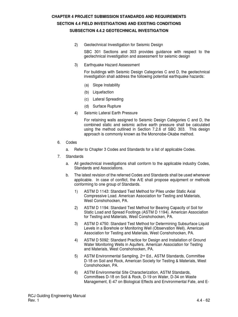 Geotechnical Investigation Standards | PDF | Geotechnical Engineering ...
