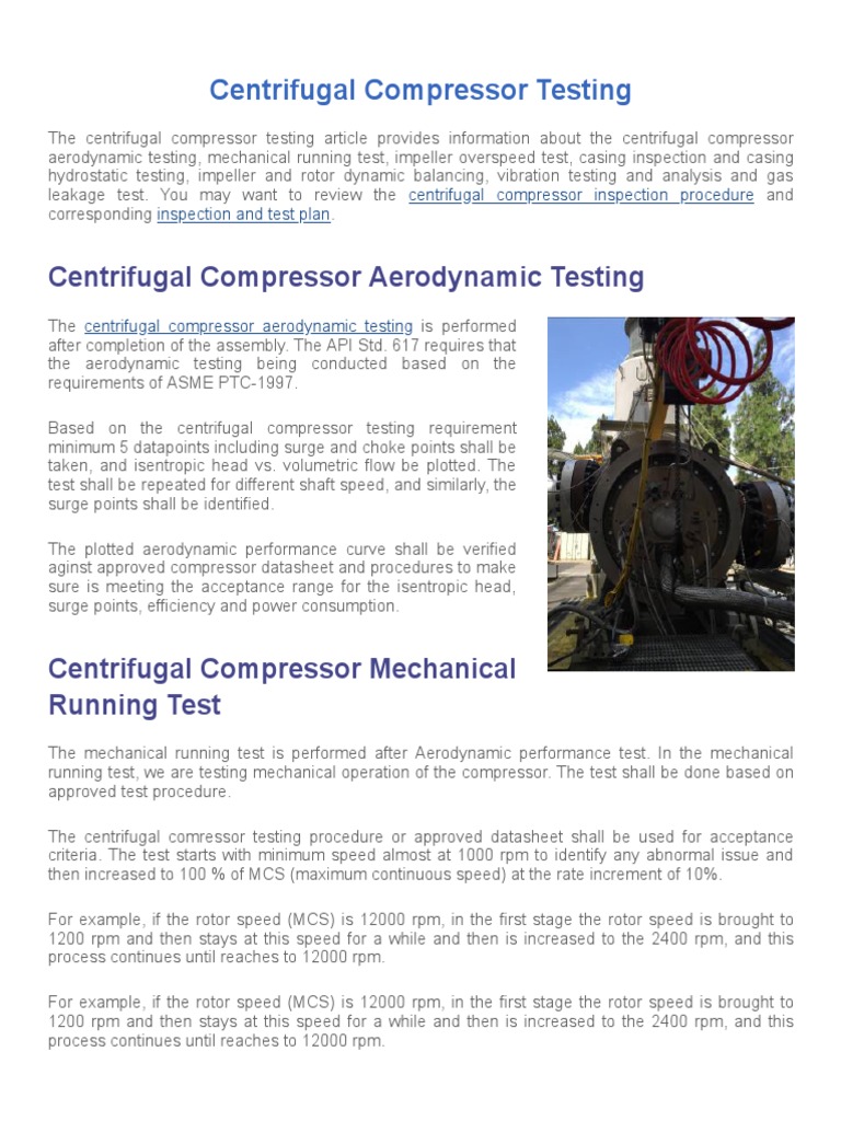Centrifugal Compressor Testing Procedures | PDF | Nondestructive ...