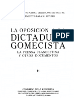 Tomo 11. La oposición a la dictadura gomecista. La prensa clandestina y otros documentos