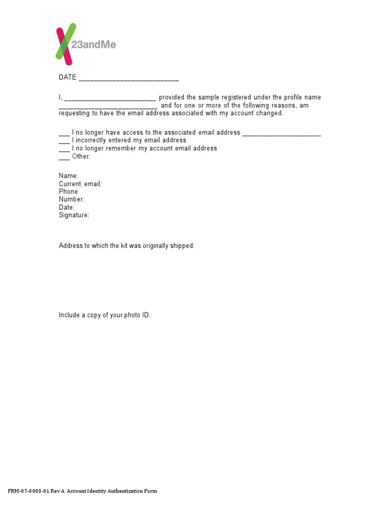 Account Email Change Request Form | PDF