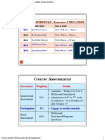 Course Assessment: LECTURE SCHEDULE - Semester I 2021/2022