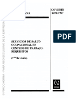 COVENIN 2274-1997 Servicios de Salud en Los Centros de Trabajo