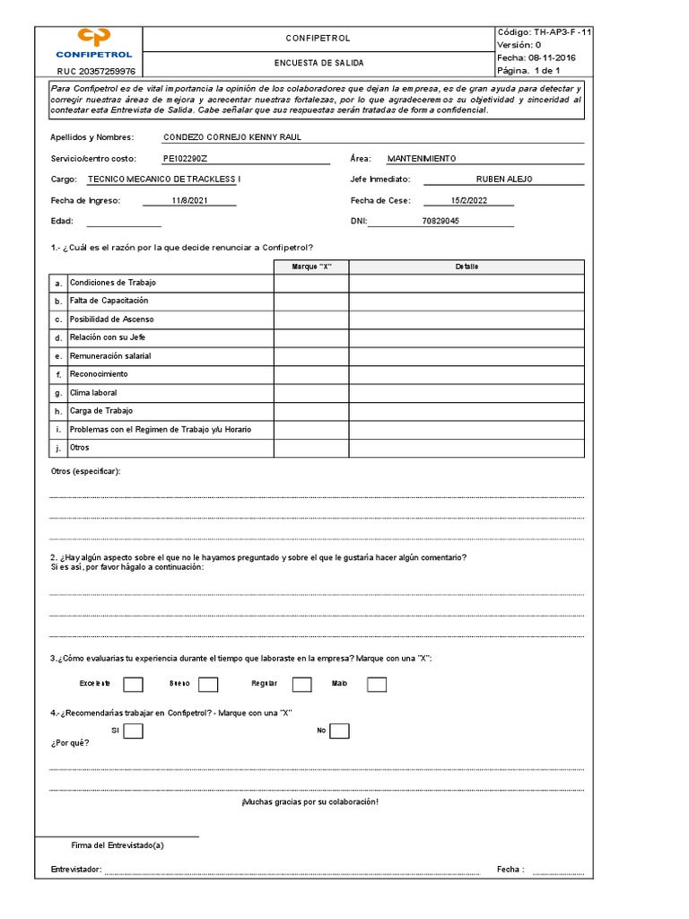 Encuesta de Salida PDF
