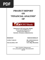 Project Report ON "Financial Analysis" OF: Icici Bank