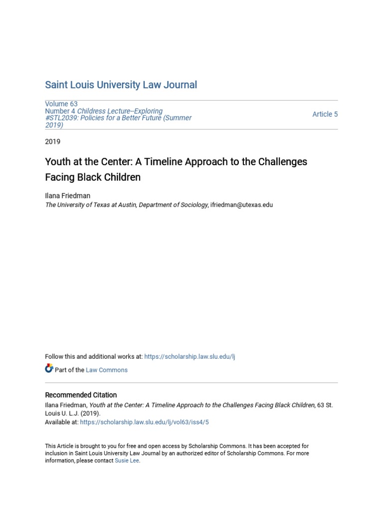 Youth at The Center A Timeline Approach To The Challenges Facing