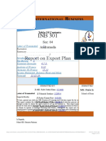 Report On Export Plan: Nternational Usiness