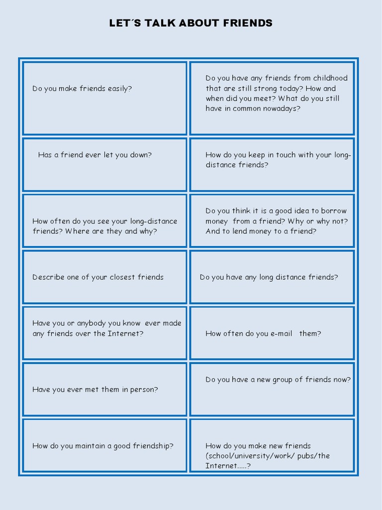 Lets Talk About Friends and Friendship Conversation Topics Dialogs