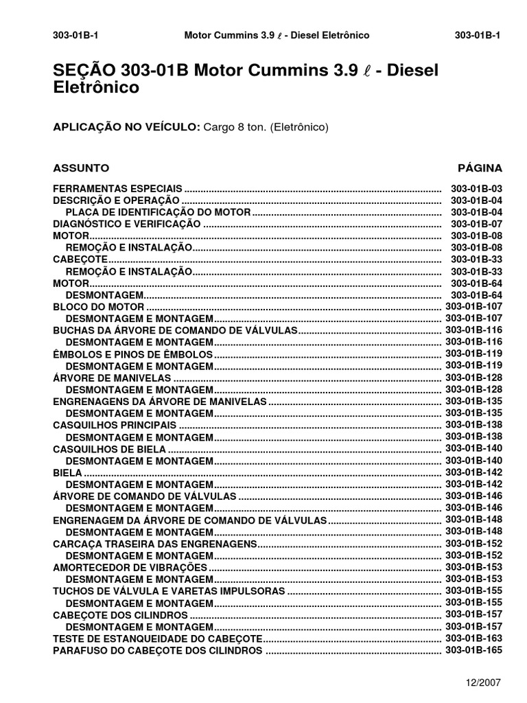 Manual de Serviço 3.9 L Eletronico | PDF | Turbocompressor | Motores