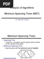 Analysis of Algorithms Minimum Spanning Trees (MST) : Dr. Manisha Chahal