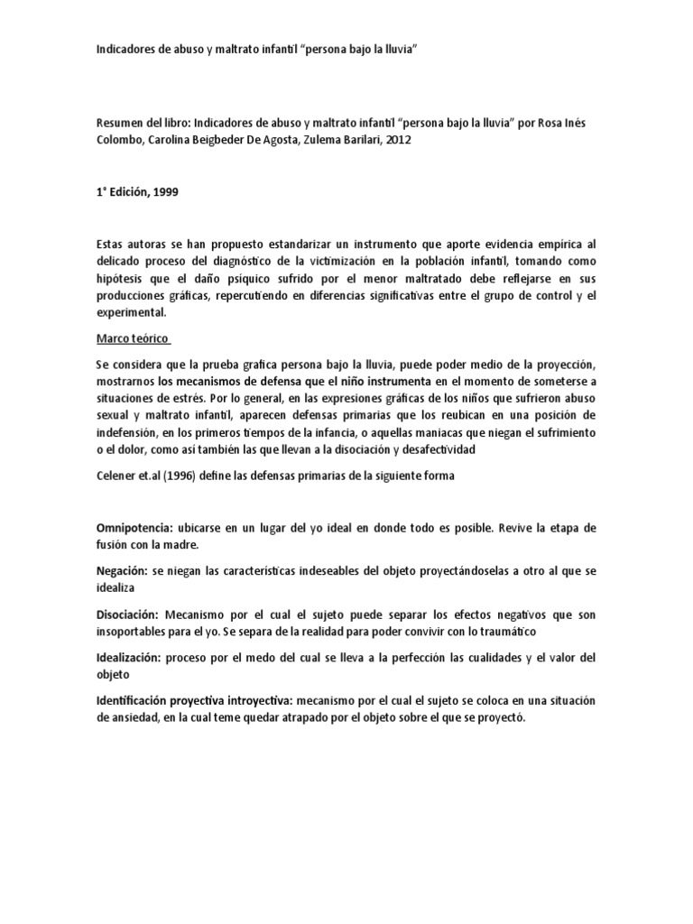 Indicadores de Abuso y Maltrato Infantil | PDF | Abuso infantil | Abuso ...