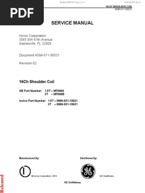 Service Manual: 16Ch Shoulder Coil | PDF