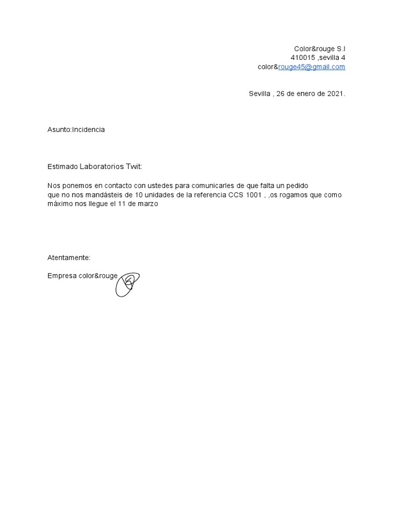 Carta Ejercicio 31 | PDF