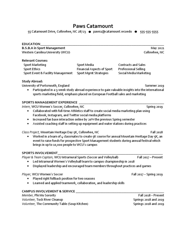 CCPD Resume Sample 1 PDF Mass Media Communication