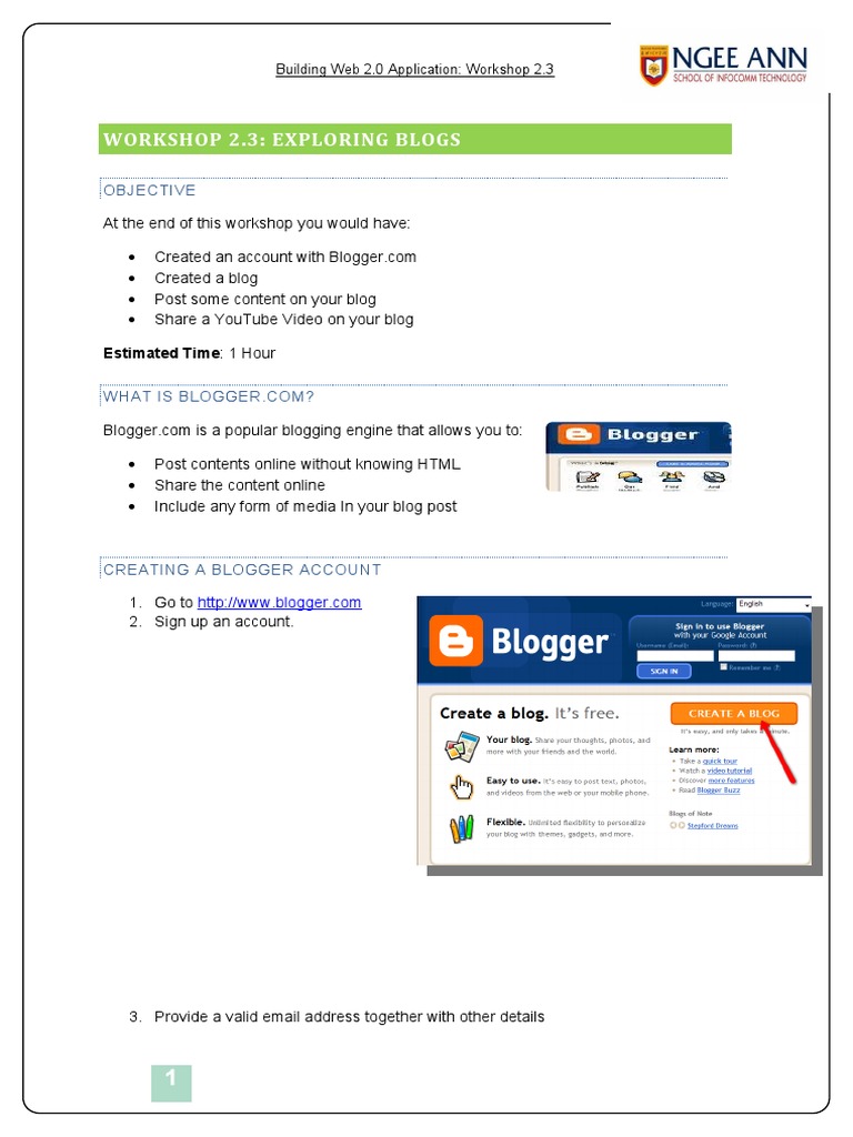 Creating Your First Blog on Blogger | PDF