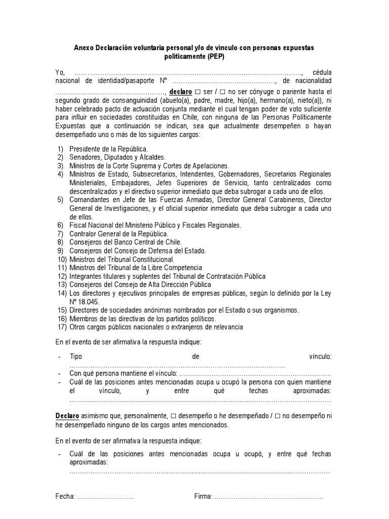 Declaracion PEP | PDF | Oficial general | Gobierno
