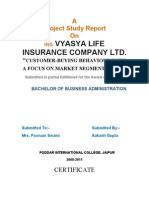 Vyasya Life Insurance Company LTD.: A Project Study Report On