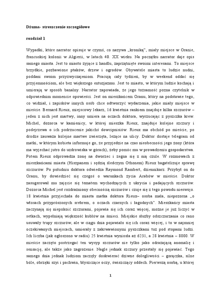 Rok 1984 Streszczenie Ostatni Dzwonek Dżuma- streszczenie szczegółowe | PDF
