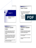 Chapter 10 Overview: Independent Vs Dependent Samples