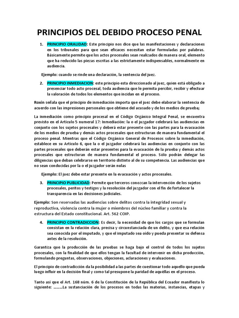 Principios del Debido Proceso Penal | PDF | Ley procesal | Derecho penal