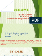 Resume: Devarshi Chaudhury +91-9903444404