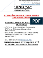 8º Ano a - Atividades de 11, 12 e 13 de Maio de 2020