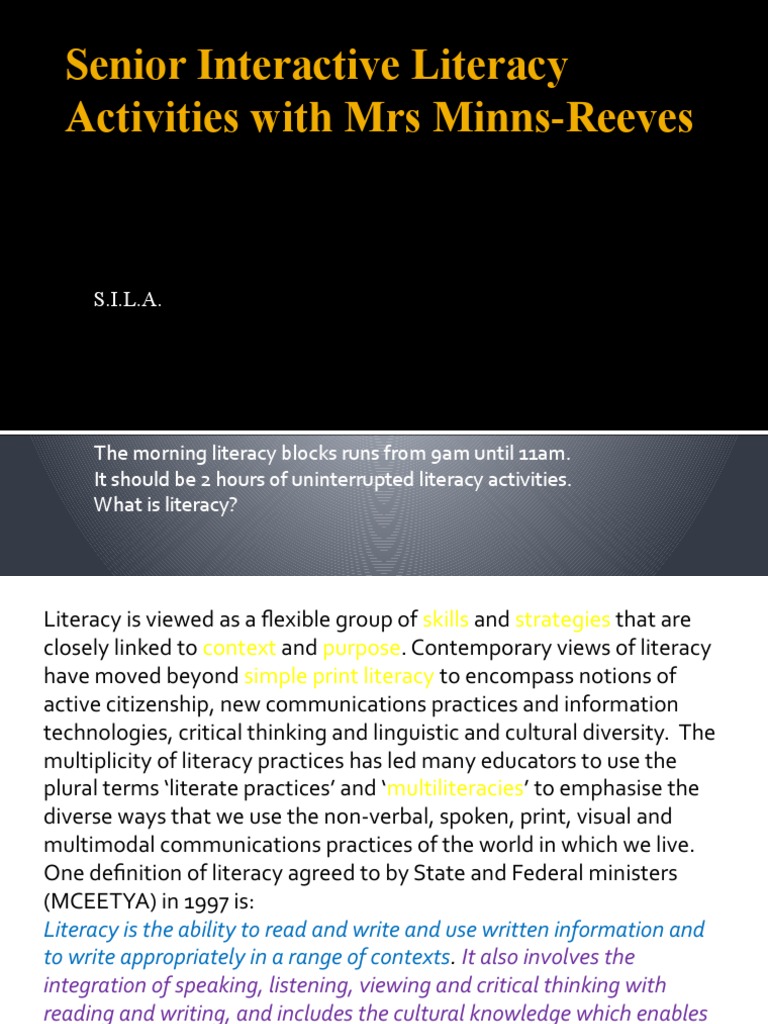 Senior Interactive Literacy Activities | PDF | Literacy | Cognitive Science